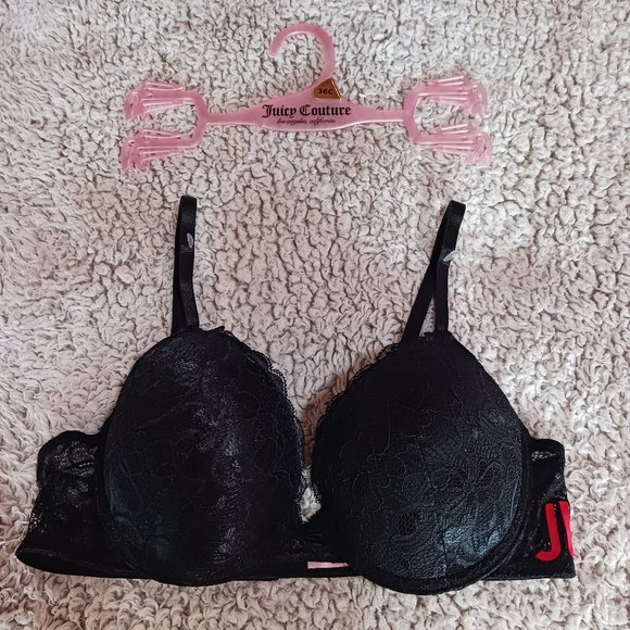 NWT Juicy Couture Black Lace Push Up Bra 36C - Picture 1 of 3